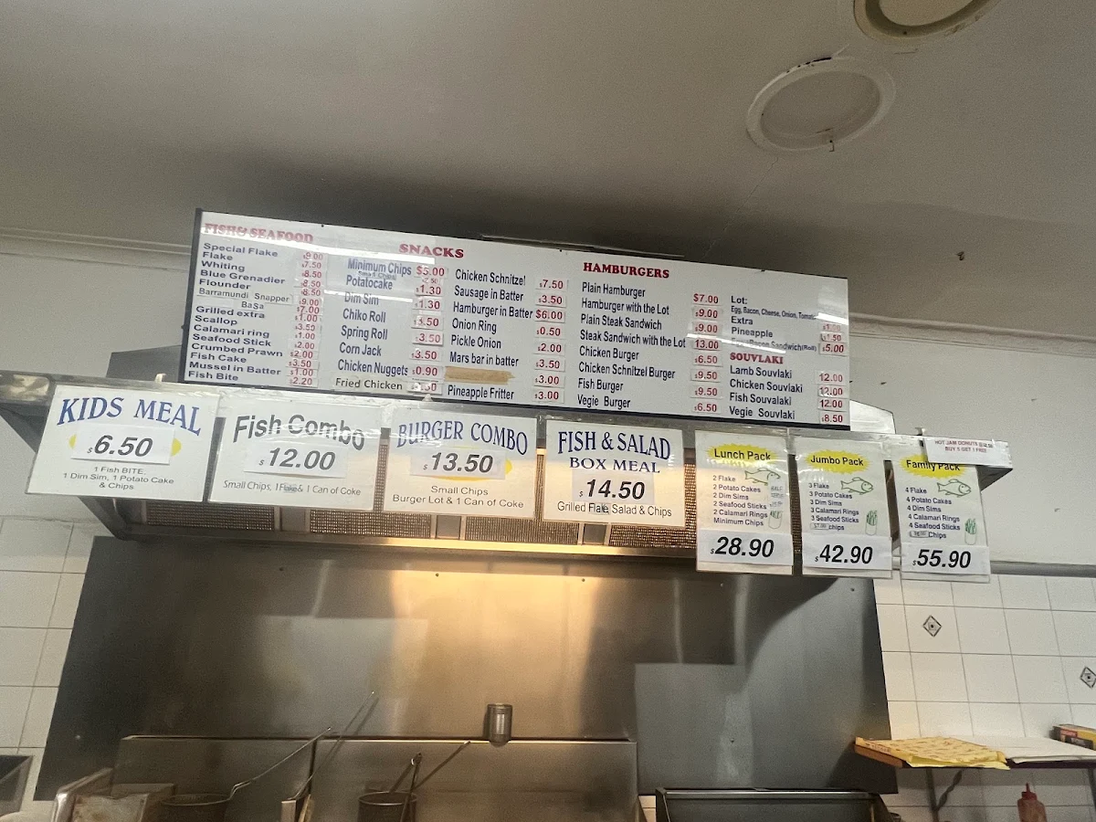 Menu, Lynch Road Fish and Chips