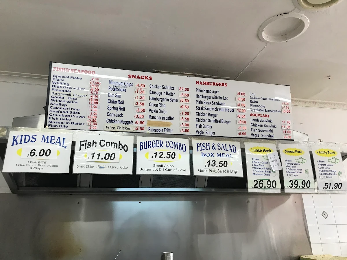 Menu, Lynch Road Fish and Chips