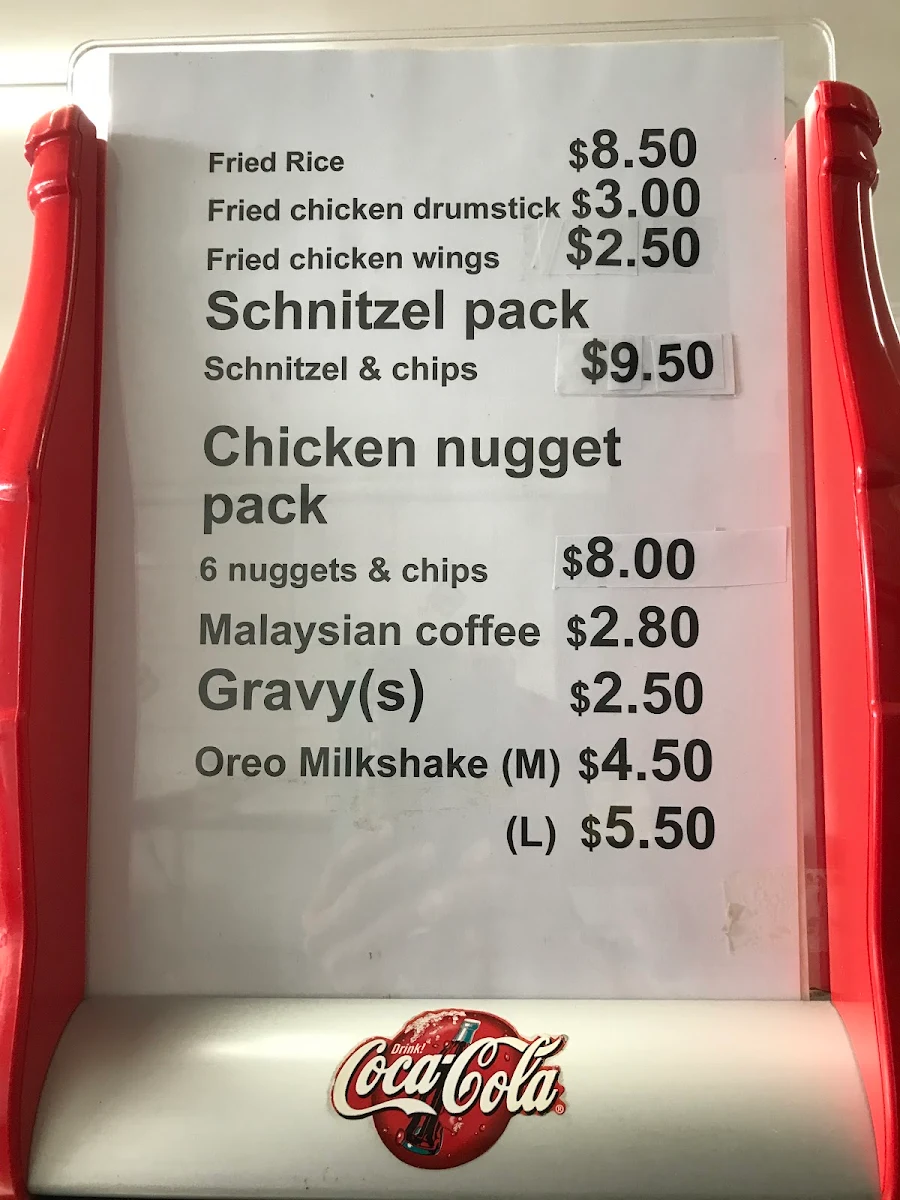 Menu, Lynch Road Fish and Chips