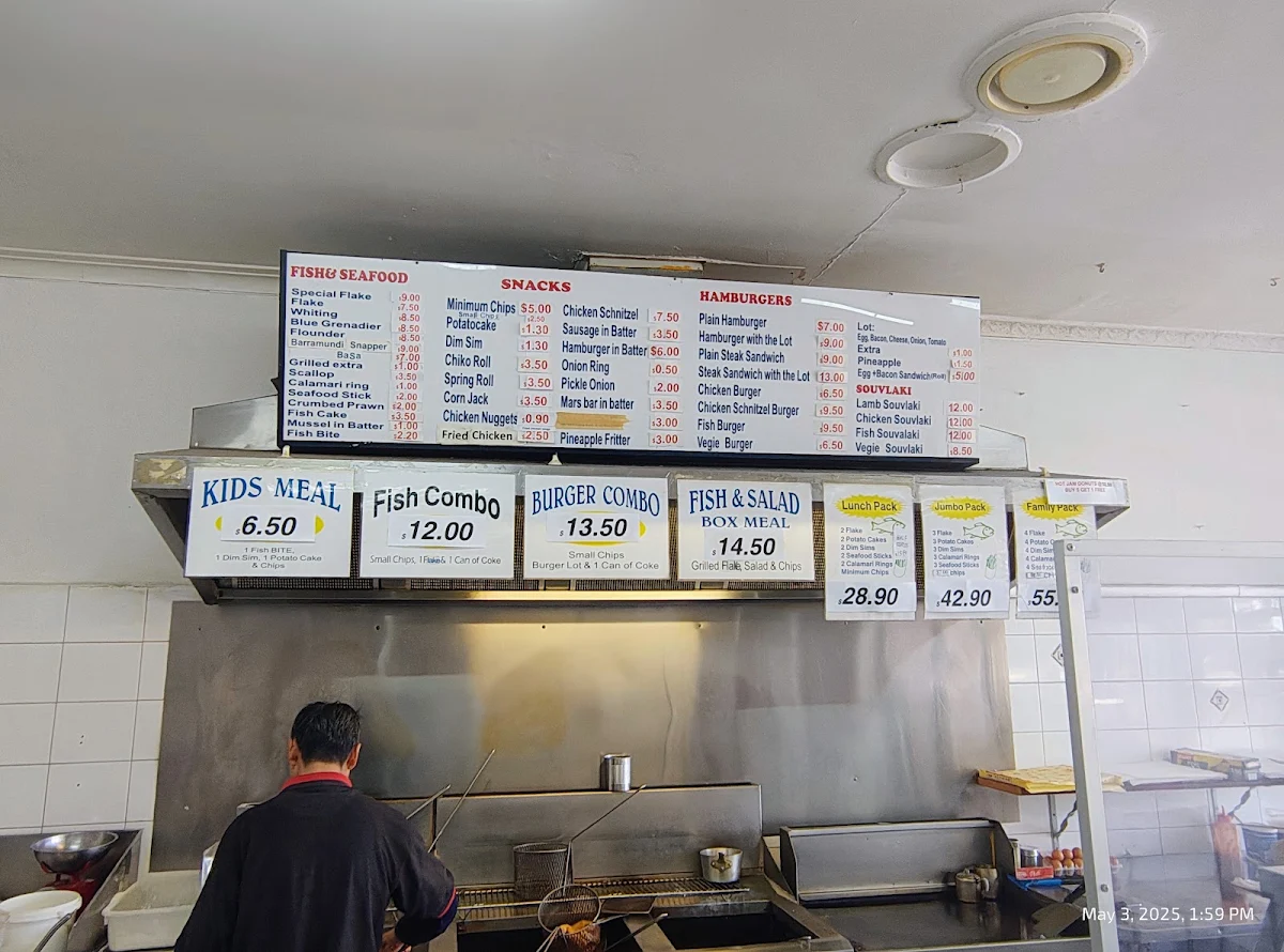 Menu, Lynch Road Fish and Chips