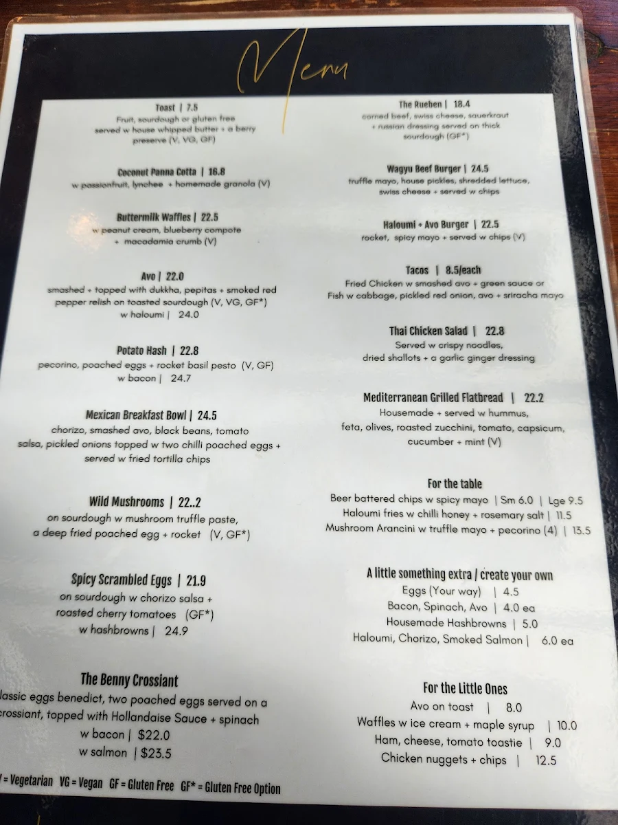 Menu, Molten Toffee