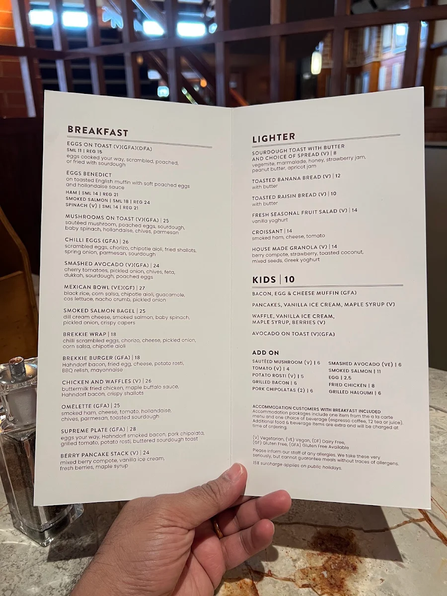 Menu, Cafe Presto