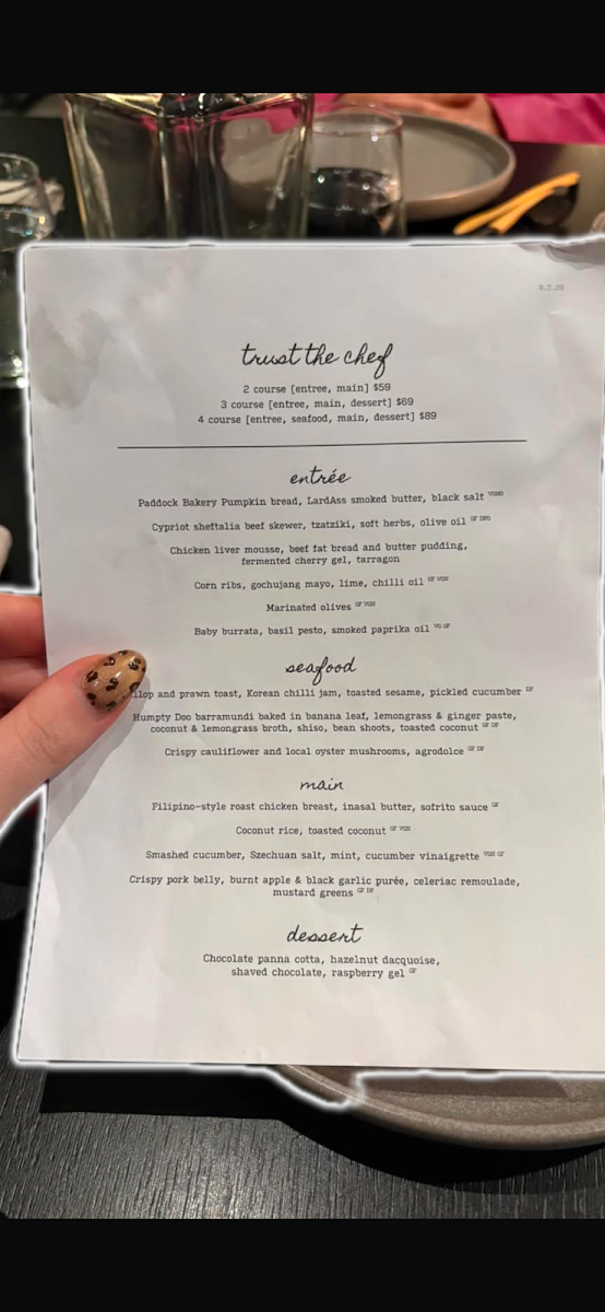 Menu, Woolstore Geelong