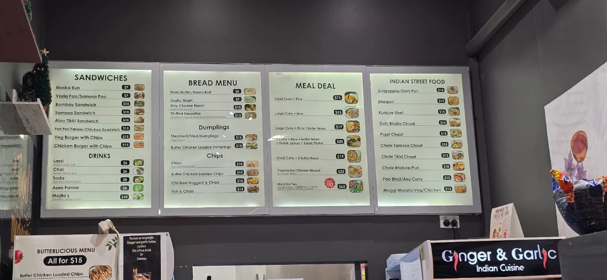 Menu, Ginger And Garlic Indian Cuisine