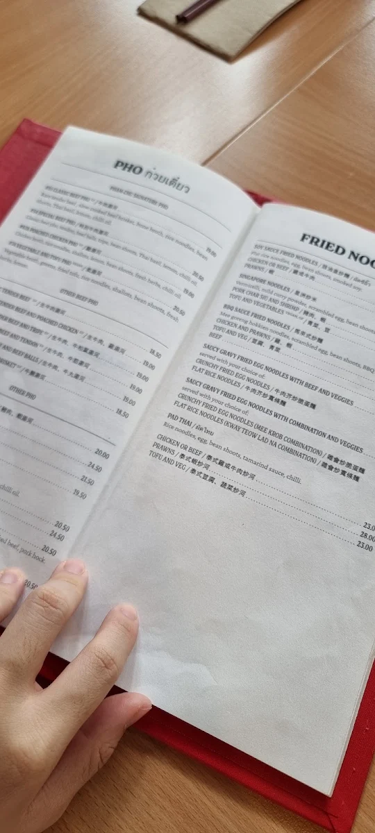 Menu, Indochine Vietnamese Restaurant
