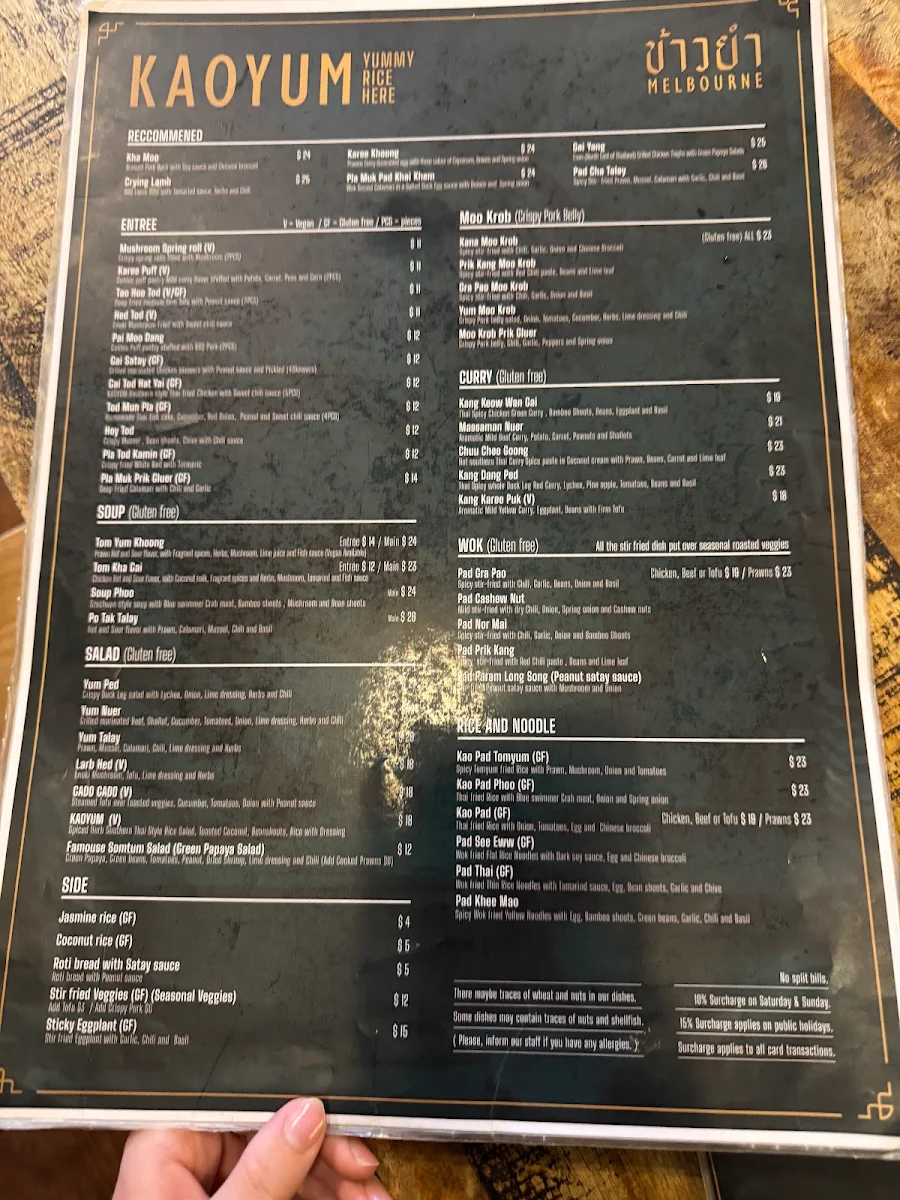 Menu, Kaoyum