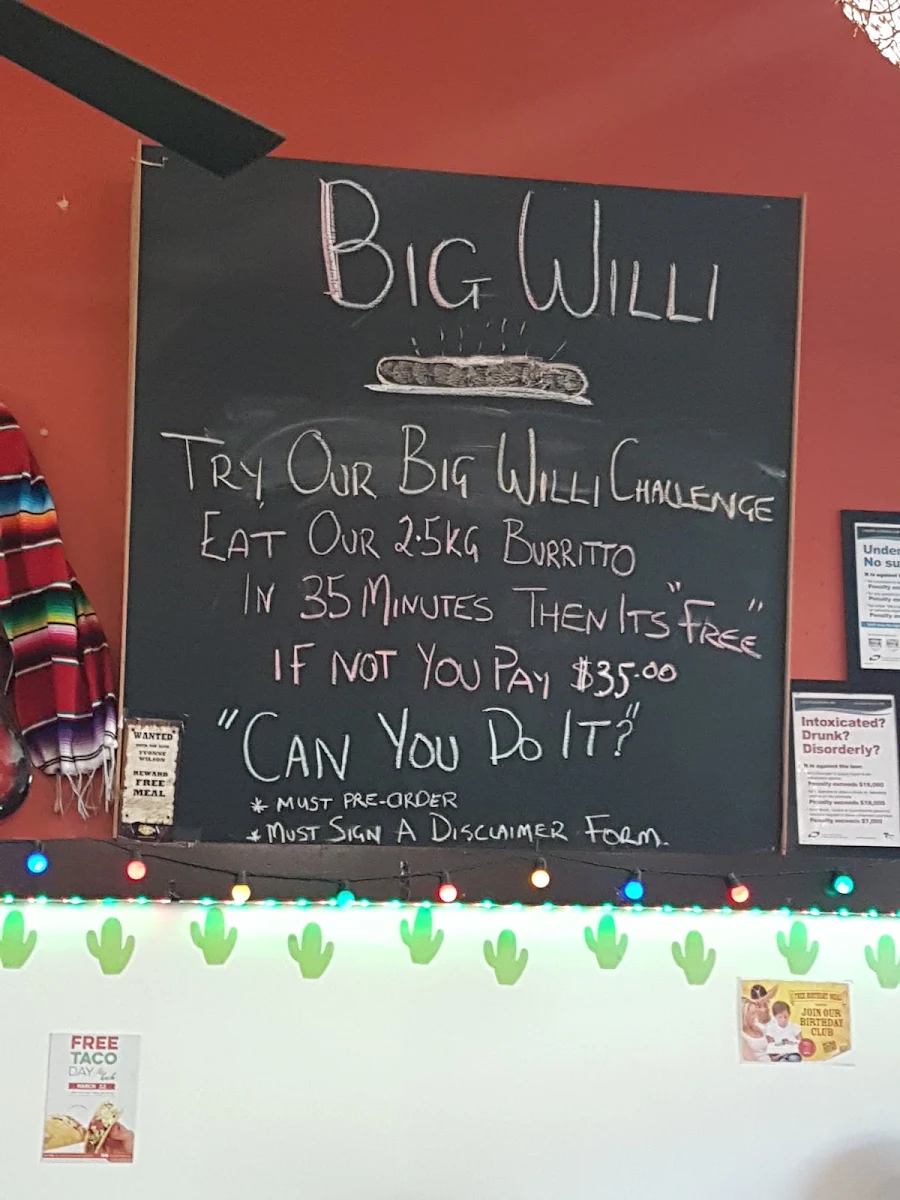 Menu, Taco Bill - Essendon