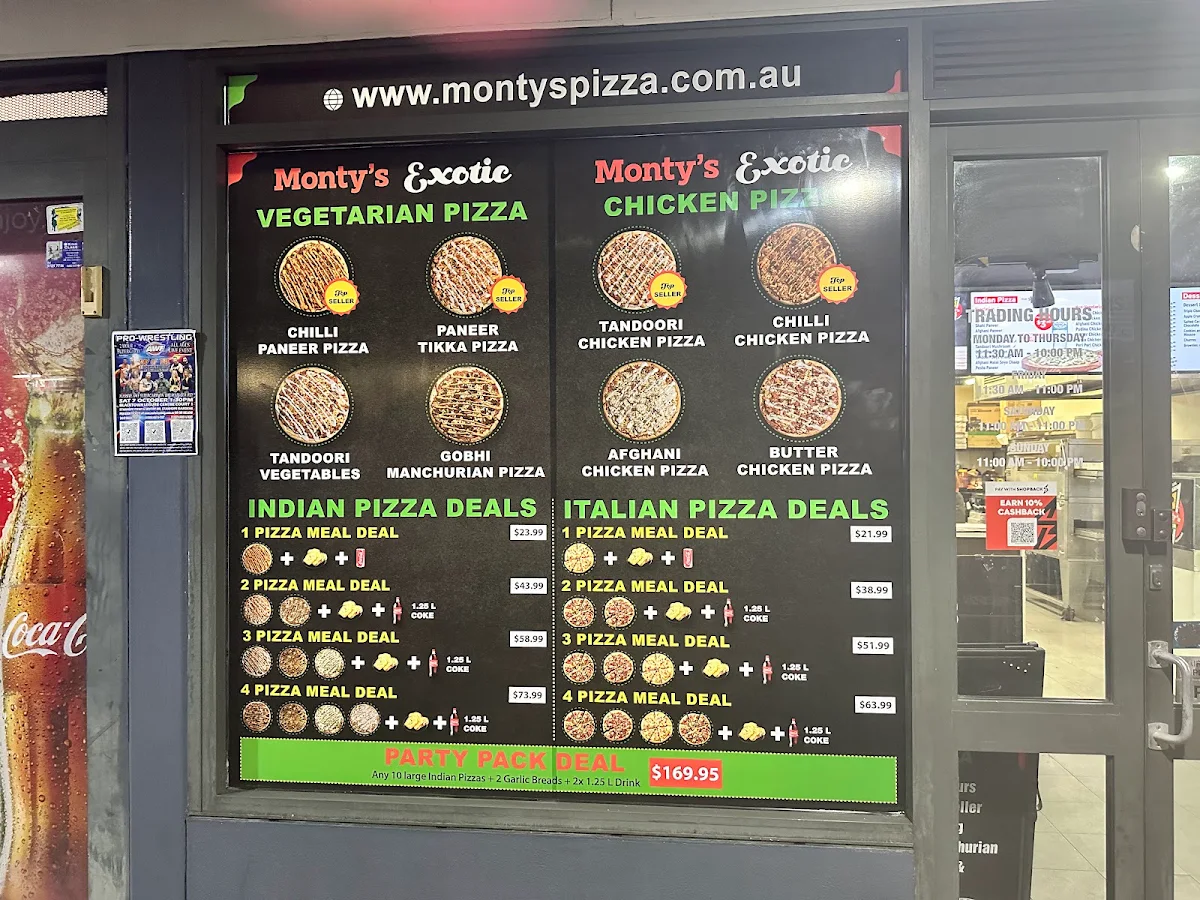 Menu, Monty’s Pizza Kings Langley