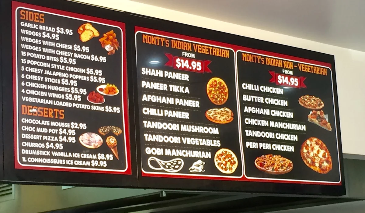 Menu, Monty’s Pizza Kings Langley