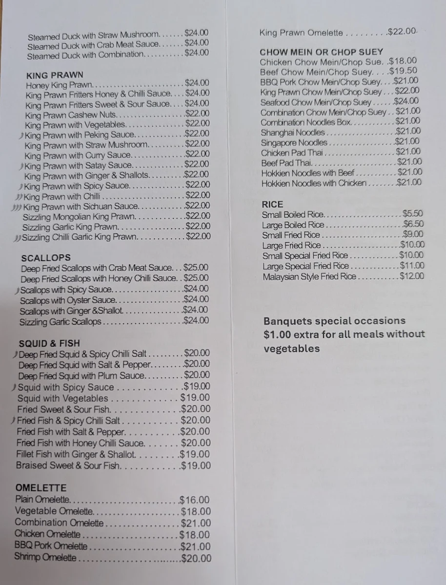 Menu, Happy Inn Chinese Restaurant