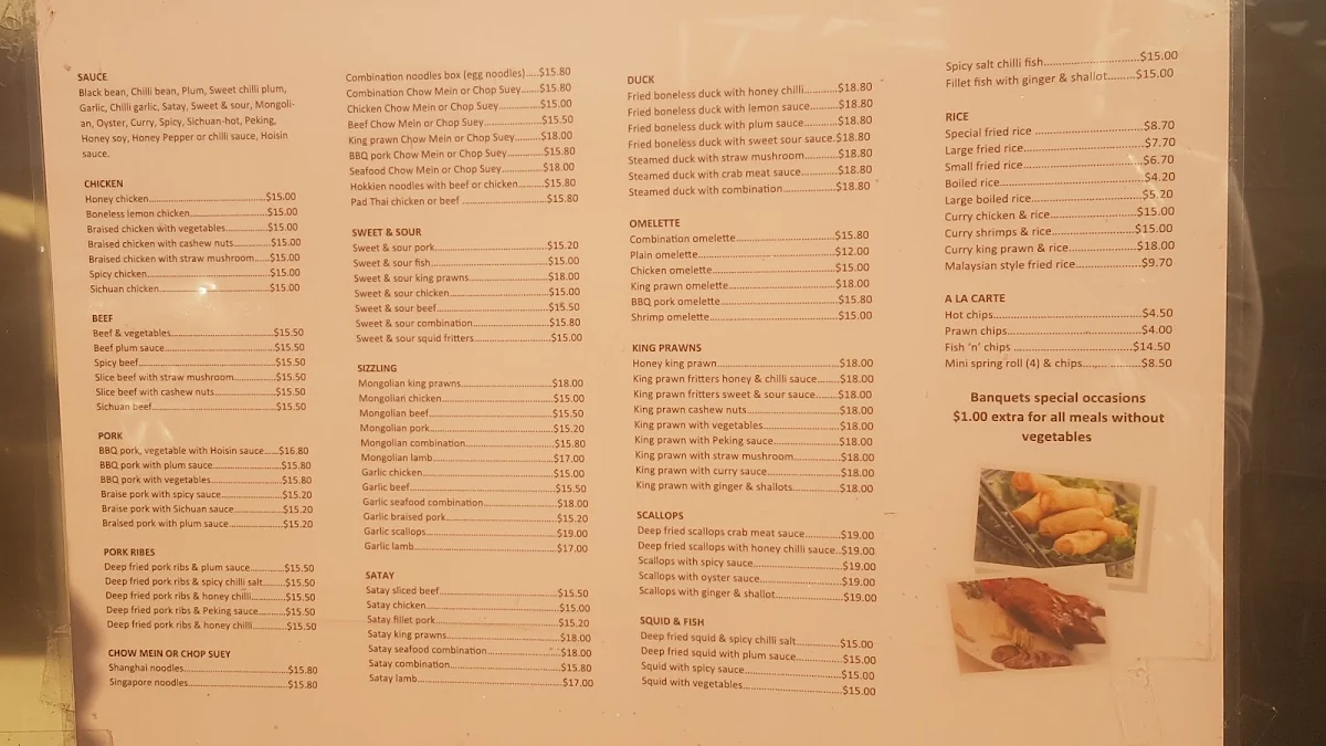 Menu, Happy Inn Chinese Restaurant