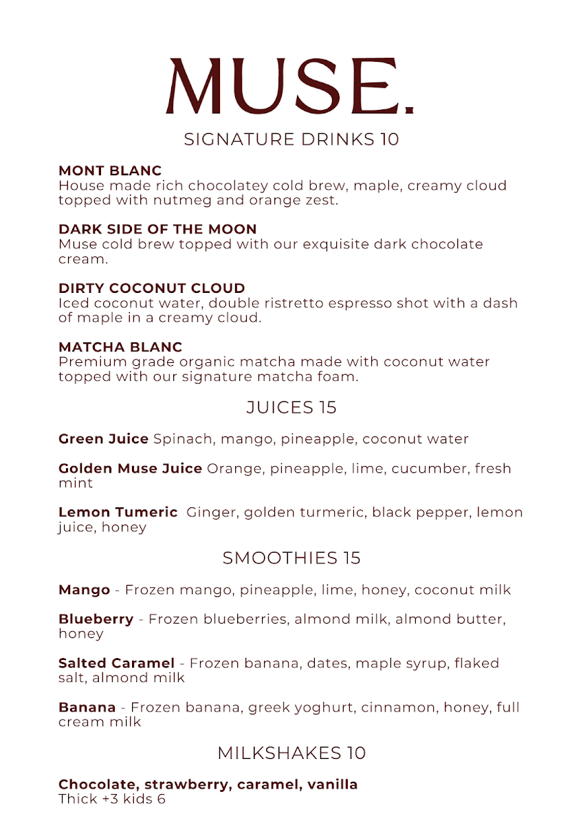 Menu, MUSE YAMBA