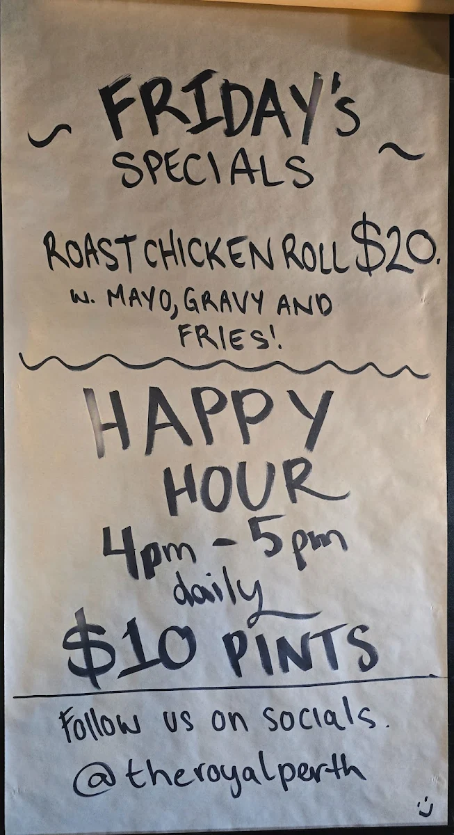 Menu, The Royal Perth