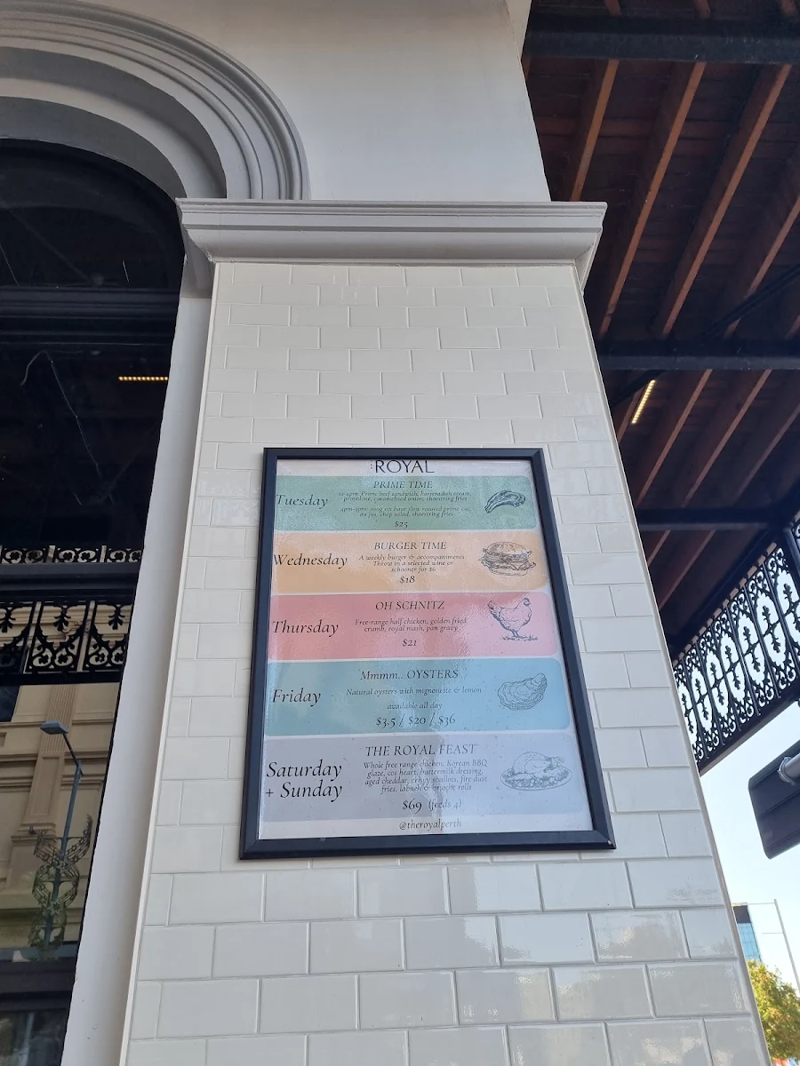 Menu, The Royal Perth