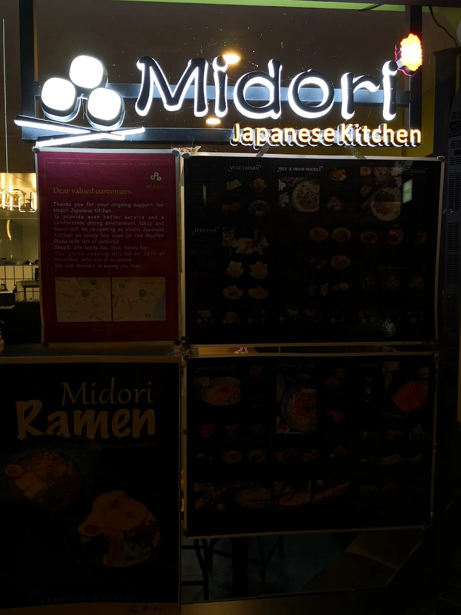 Menu, Midori Japanese Kitchen Sandy Bay