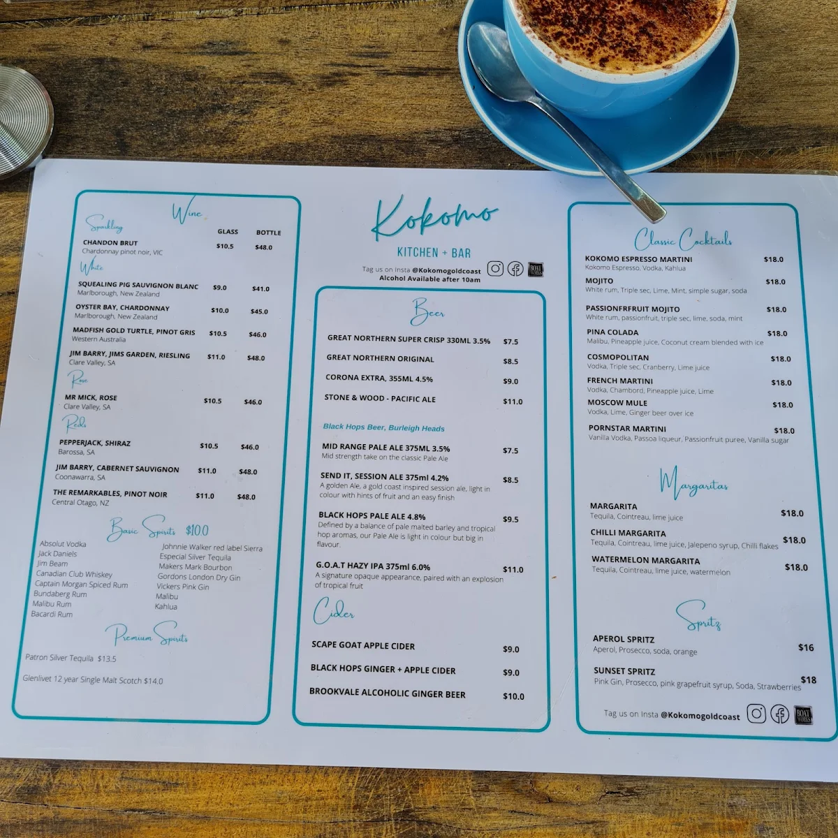 Menu, Kokomo Kitchen + Bar