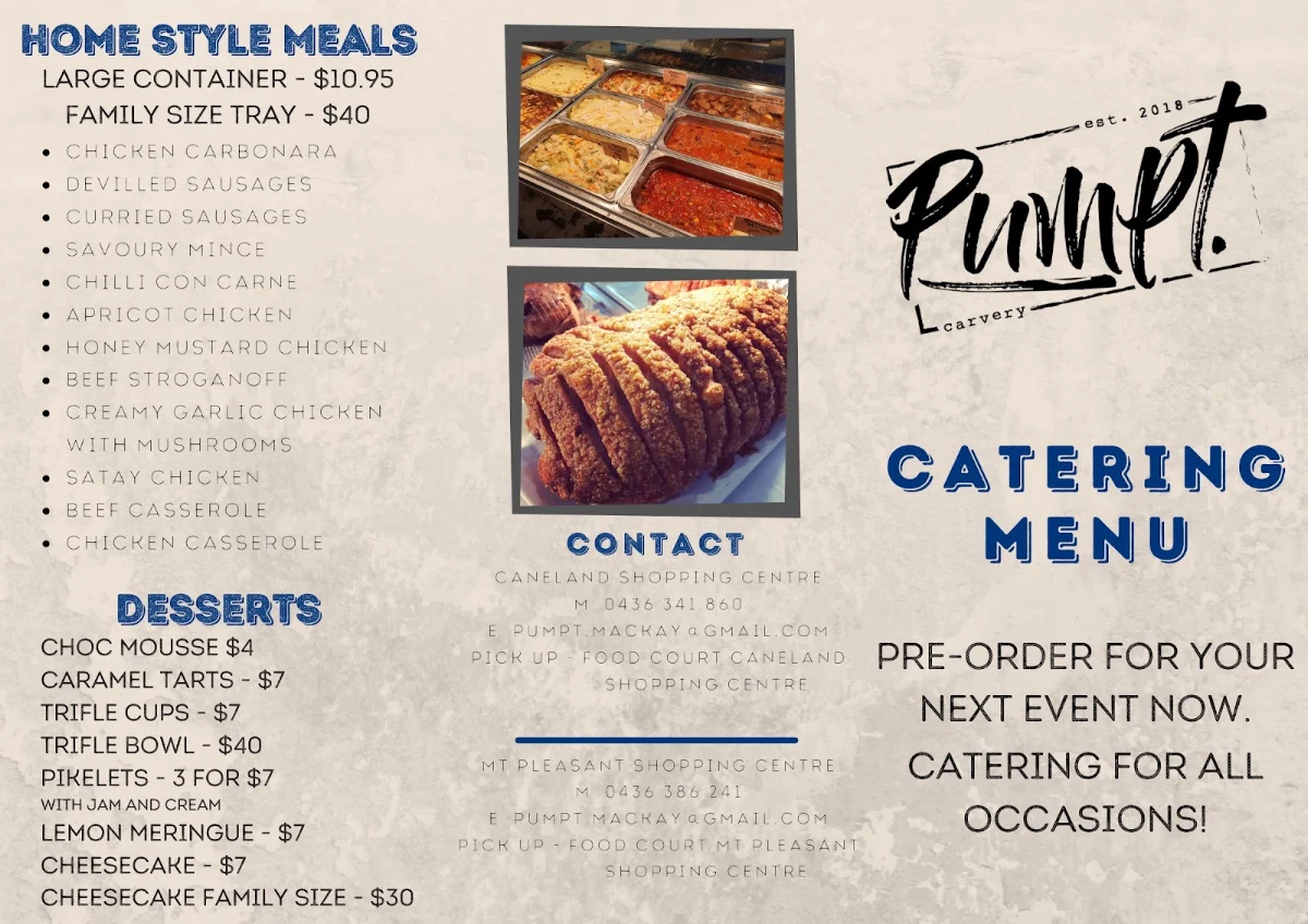 Menu, Pumpt Carvery