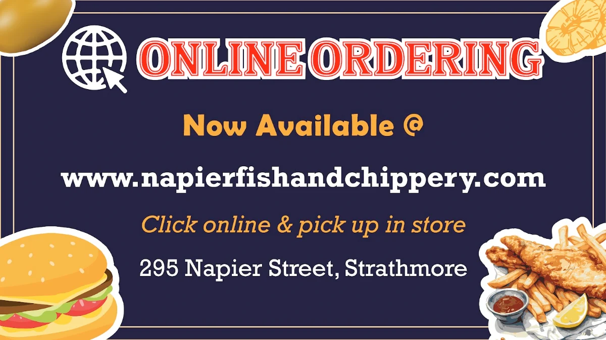 Menu, Napier Fish & Chippery