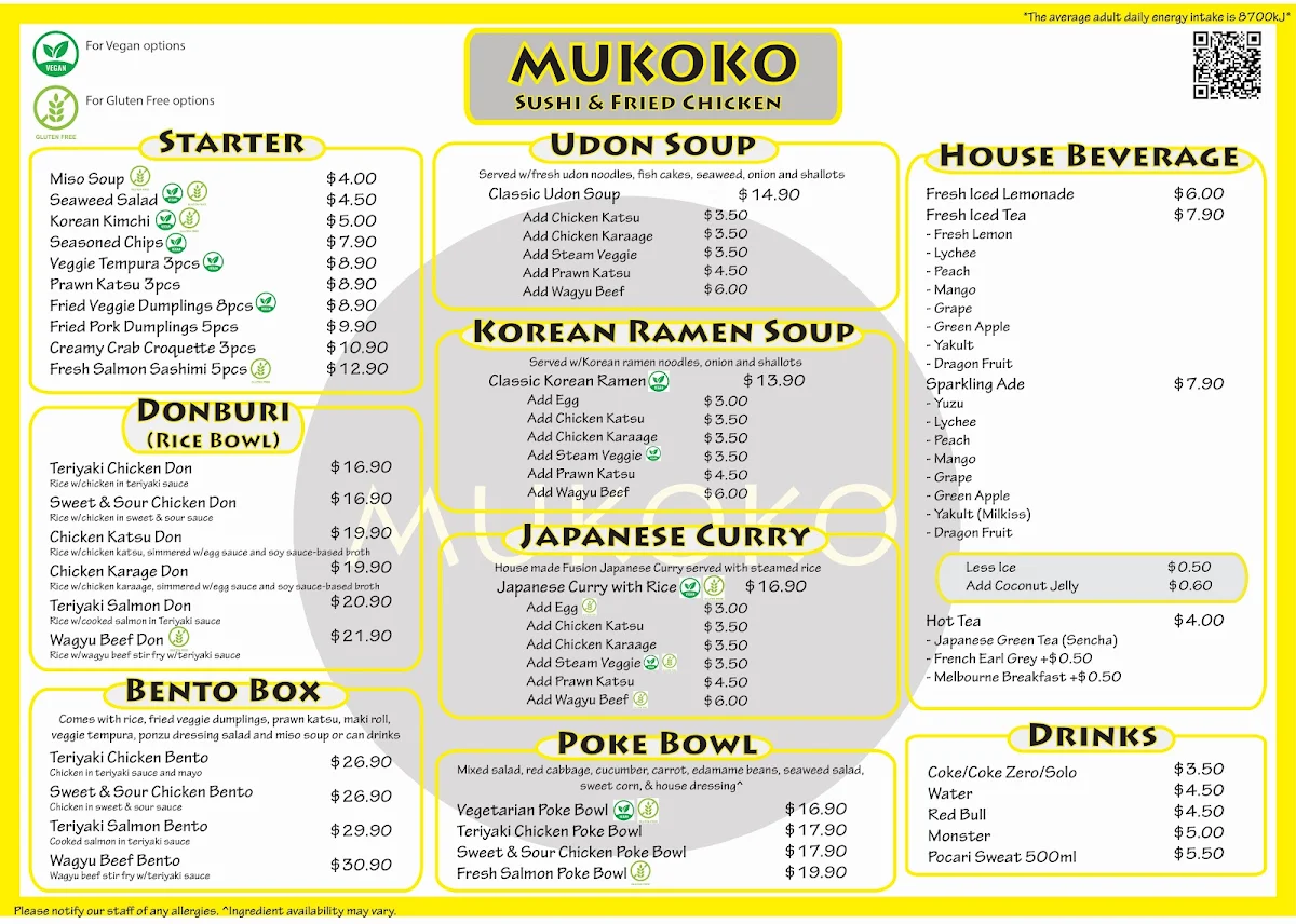 Menu, Mukoko