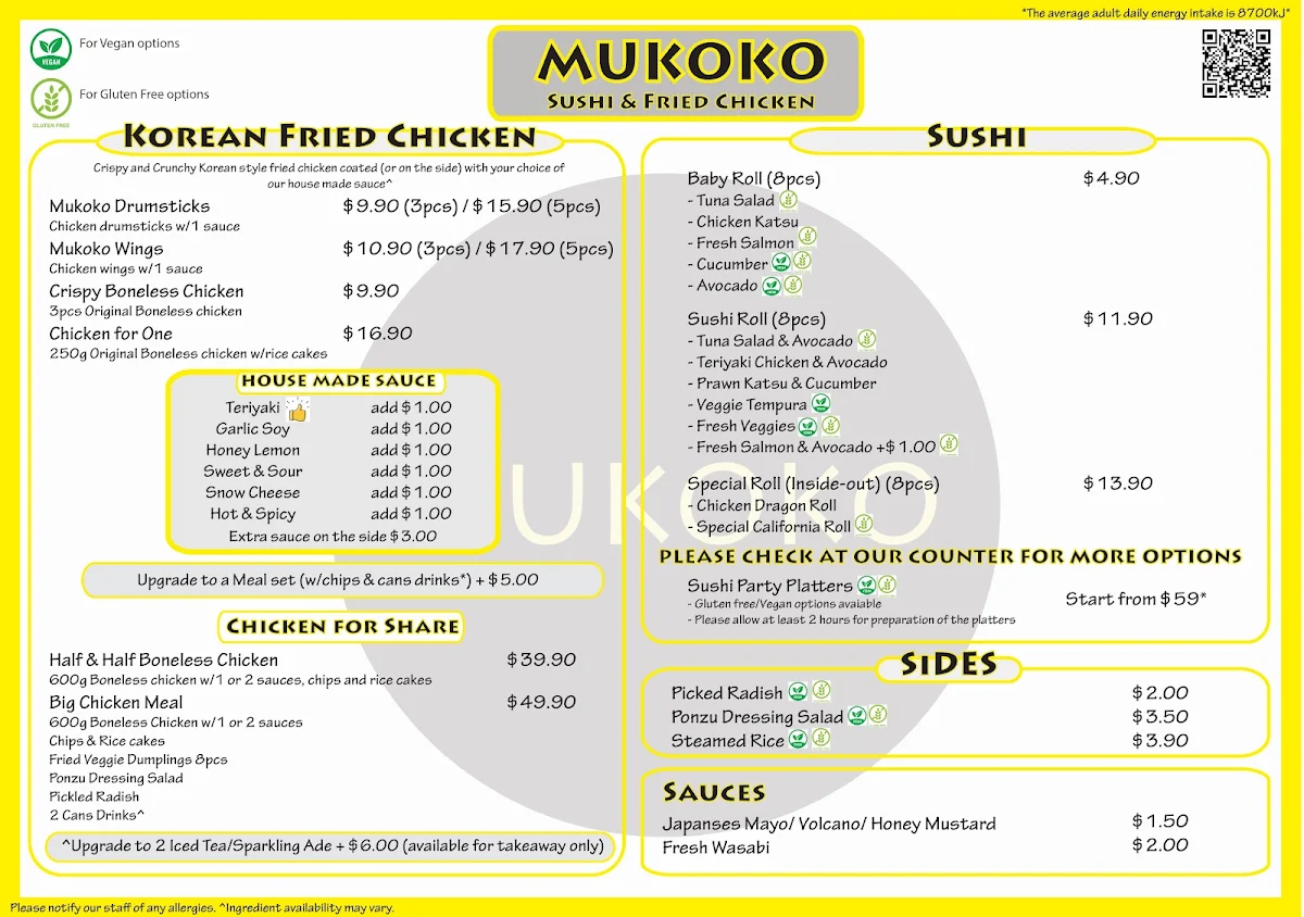 Menu, Mukoko