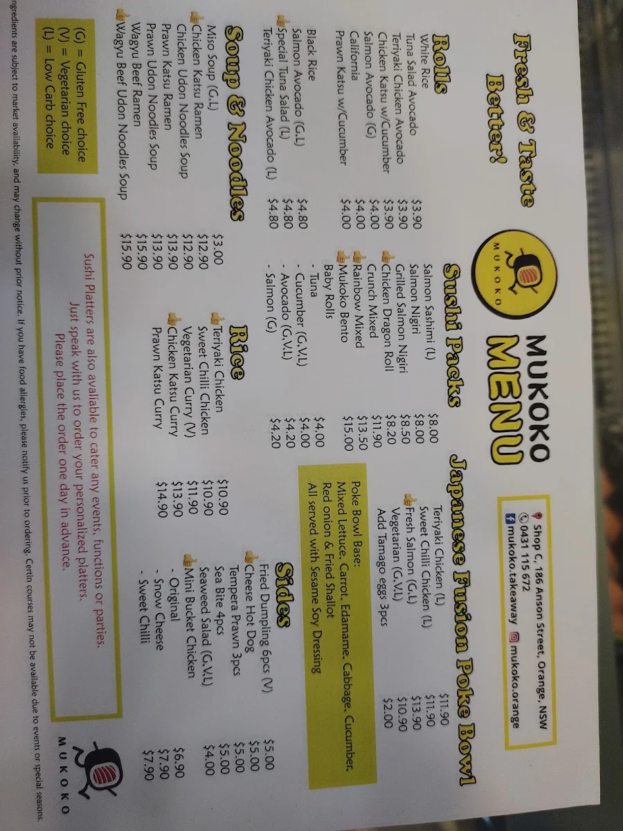 Menu, Mukoko