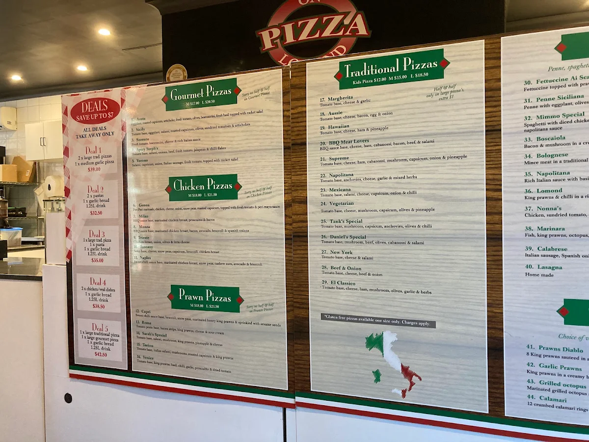 Menu, Pizza On Lomond