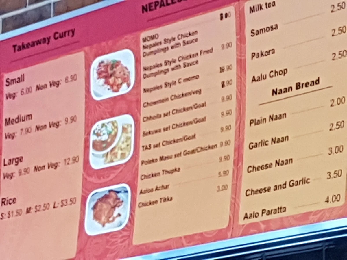 Menu, Mirchi Indian and Nepalese Restaurant