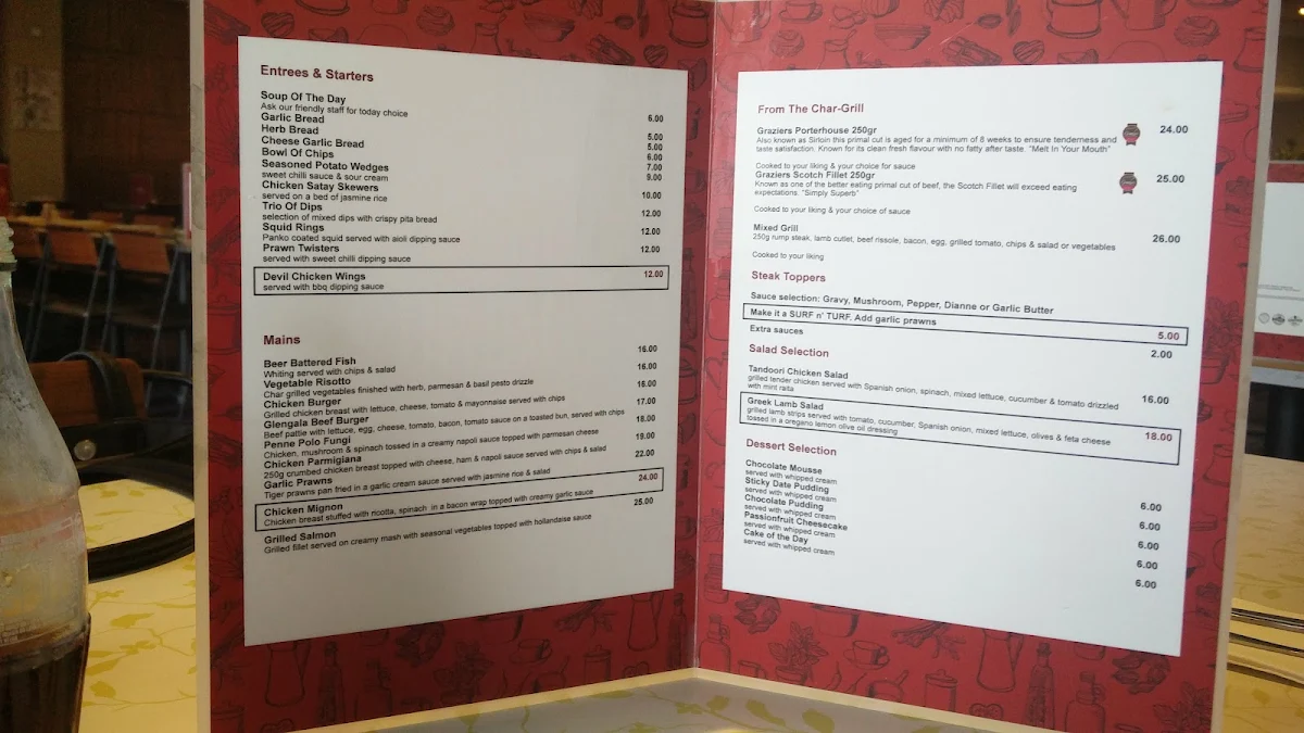 Menu, Glengala Hotel