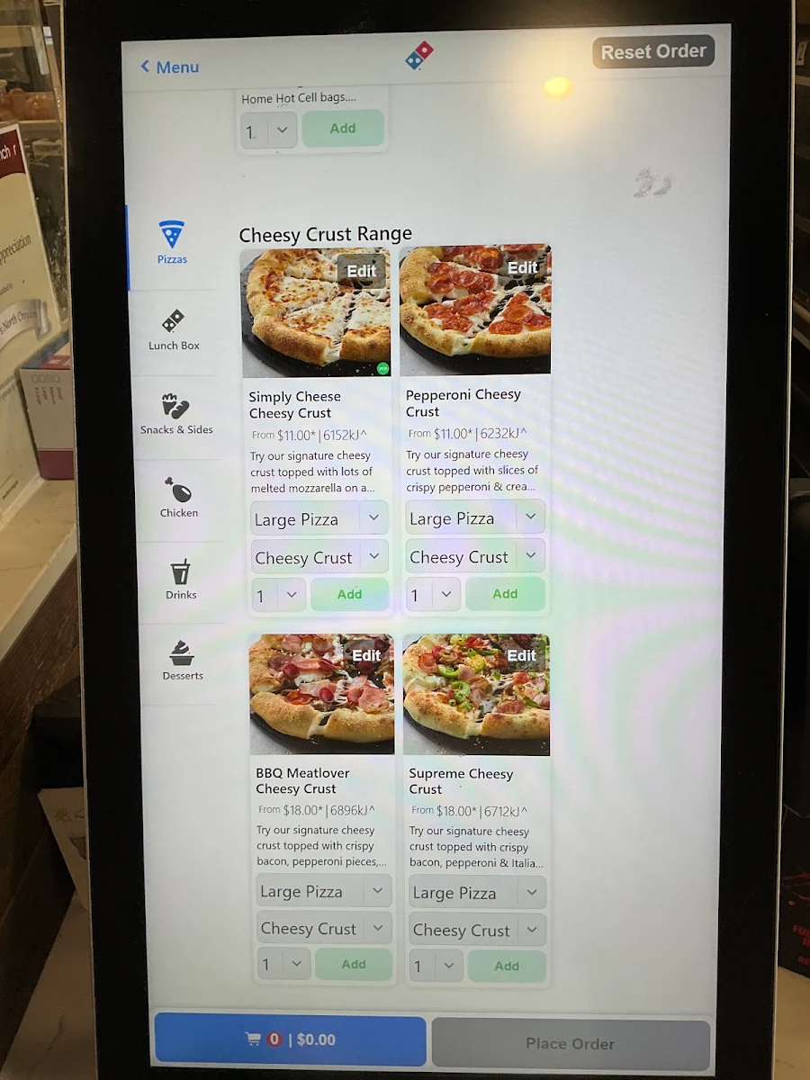 Menu, Domino's Pizza Croydon