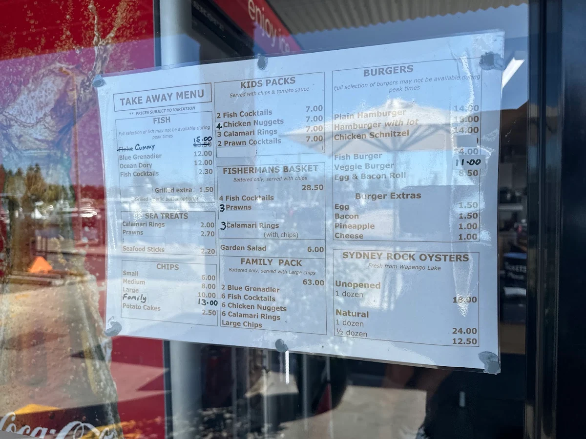 Menu, Bluewave Seafood - Take away food near Bermagui, fish and chips Restaurants