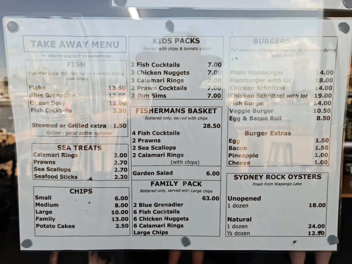 Menu, Bluewave Seafood - Take away food near Bermagui, fish and chips Restaurants