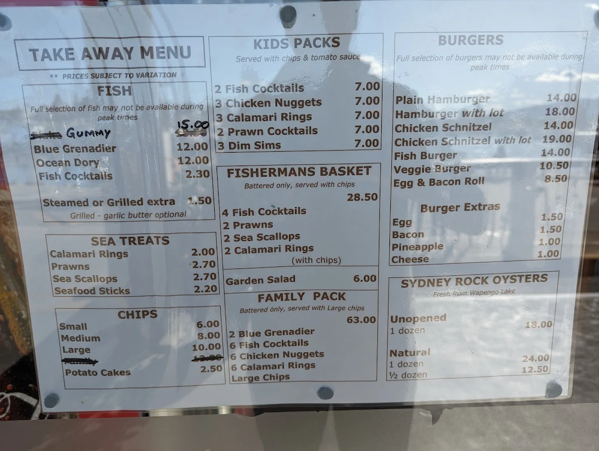 Menu, Bluewave Seafood - Take away food near Bermagui, fish and chips Restaurants