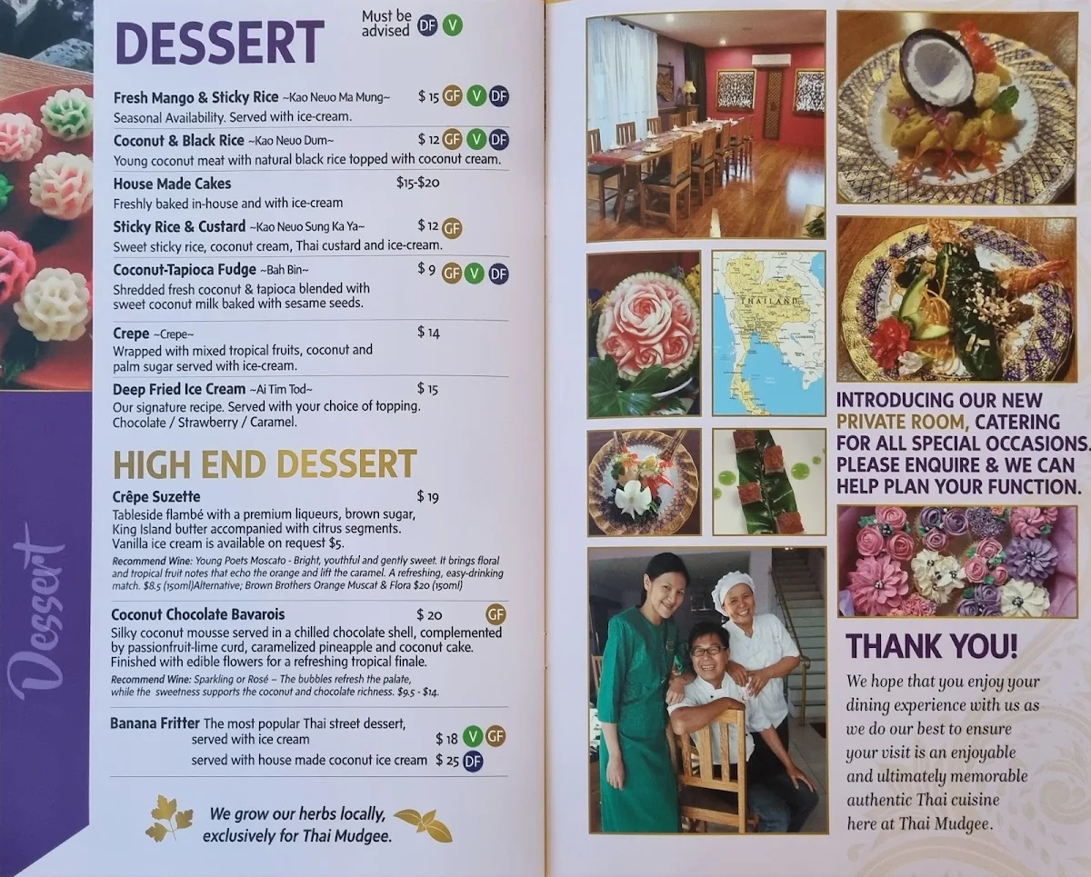 Menu, Thai Mudgee (QLD, Gold Coast)