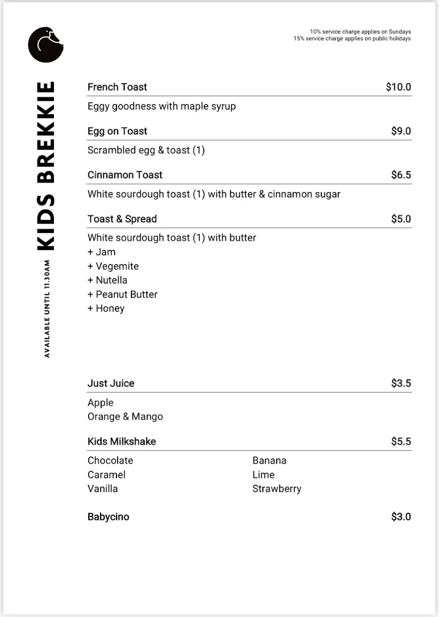 Menu, The Fat Goose Killcare