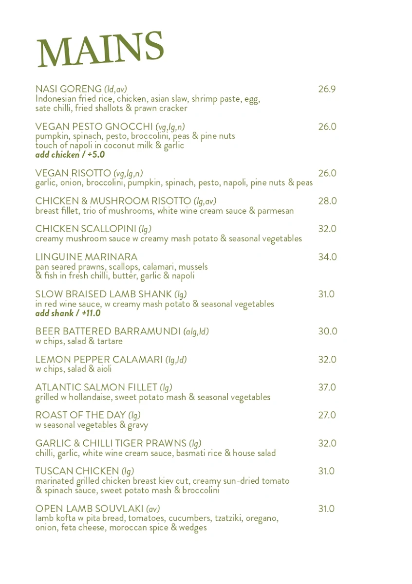 Menu, Steeples