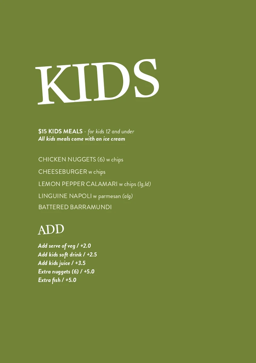 Menu, Steeples
