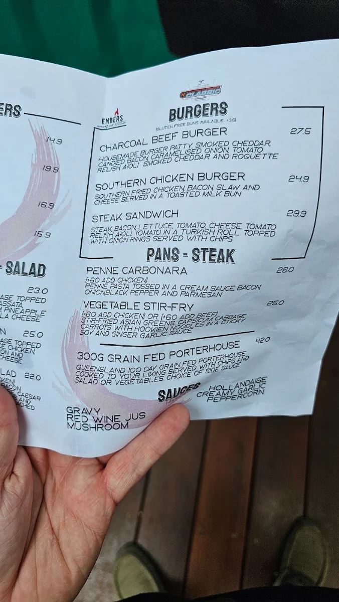 Menu, The Flying Horse