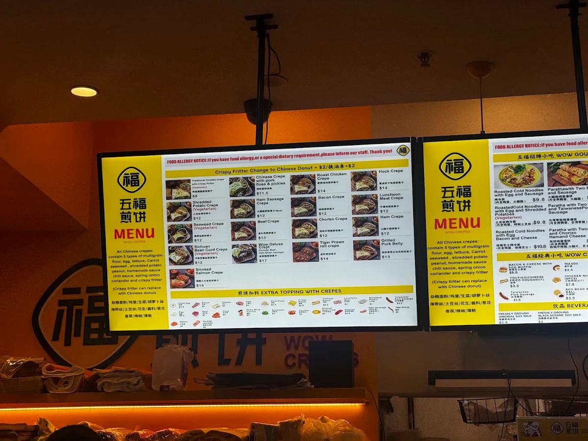 Menu, Wow Crepes