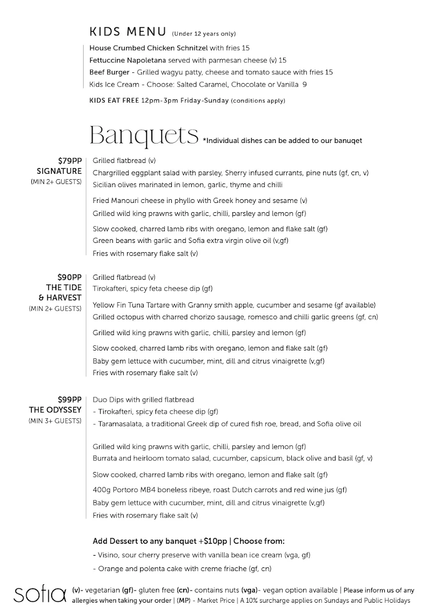 Menu, Sofia on Cleveland