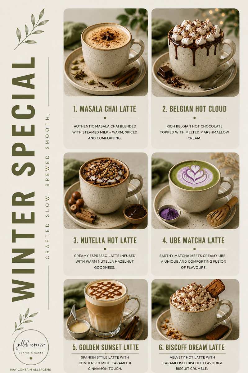 Menu, Gillott Espresso