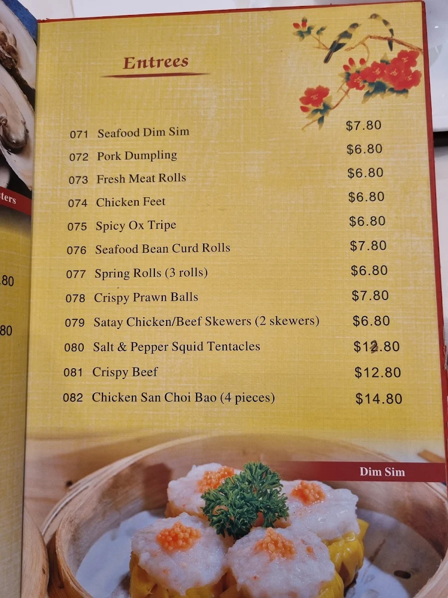 Menu, Kingdom Chinese Restaurant 東海海鮮酒家