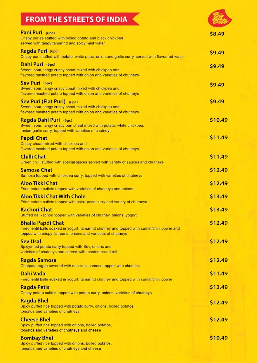 Menu, Bigbite Bella Vista