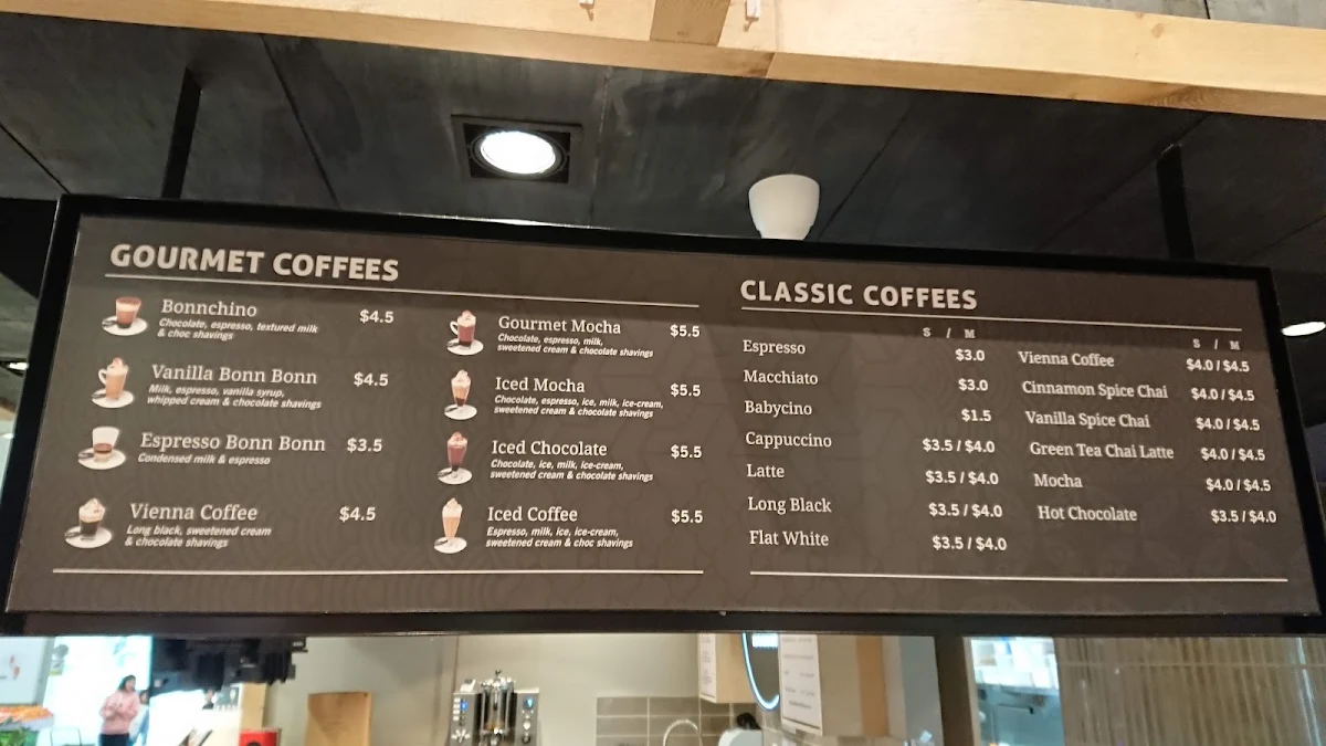 Menu, Bonbons Bakery Abbotsford