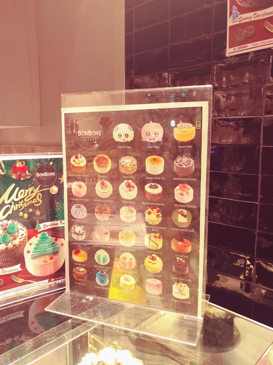 Menu, Bonbons Bakery Abbotsford