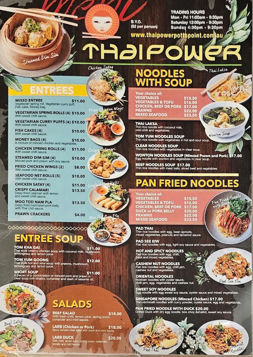 Menu, Thai Power