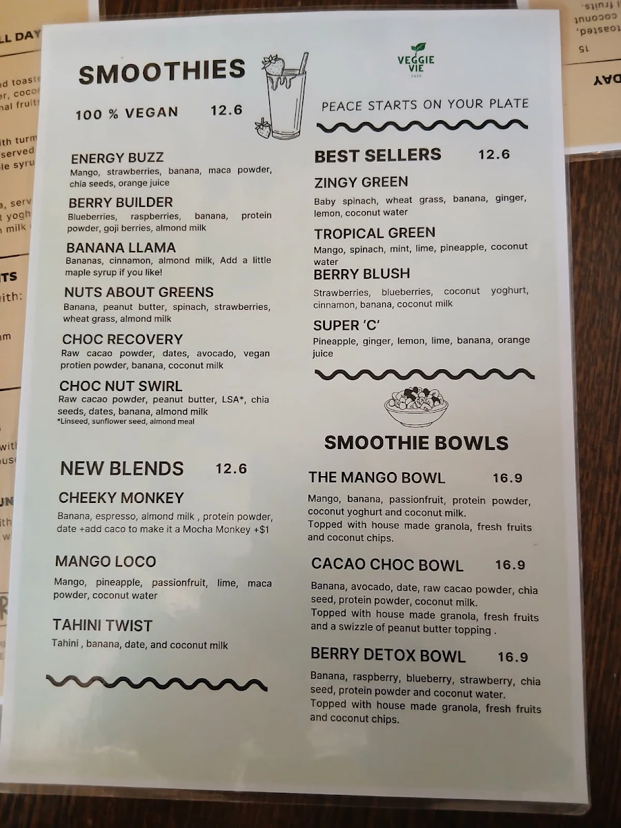 Menu, Veggie Vie city