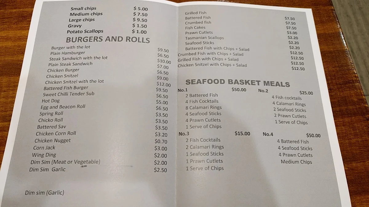 Menu, Kambah Village Pizza & Take Away