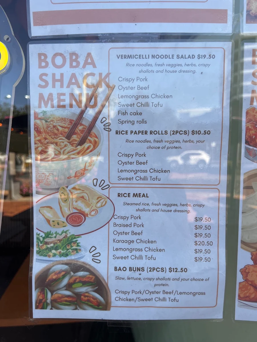 Menu, The Boba Shack