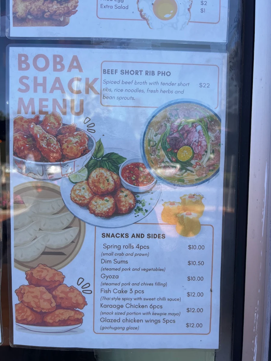 Menu, The Boba Shack
