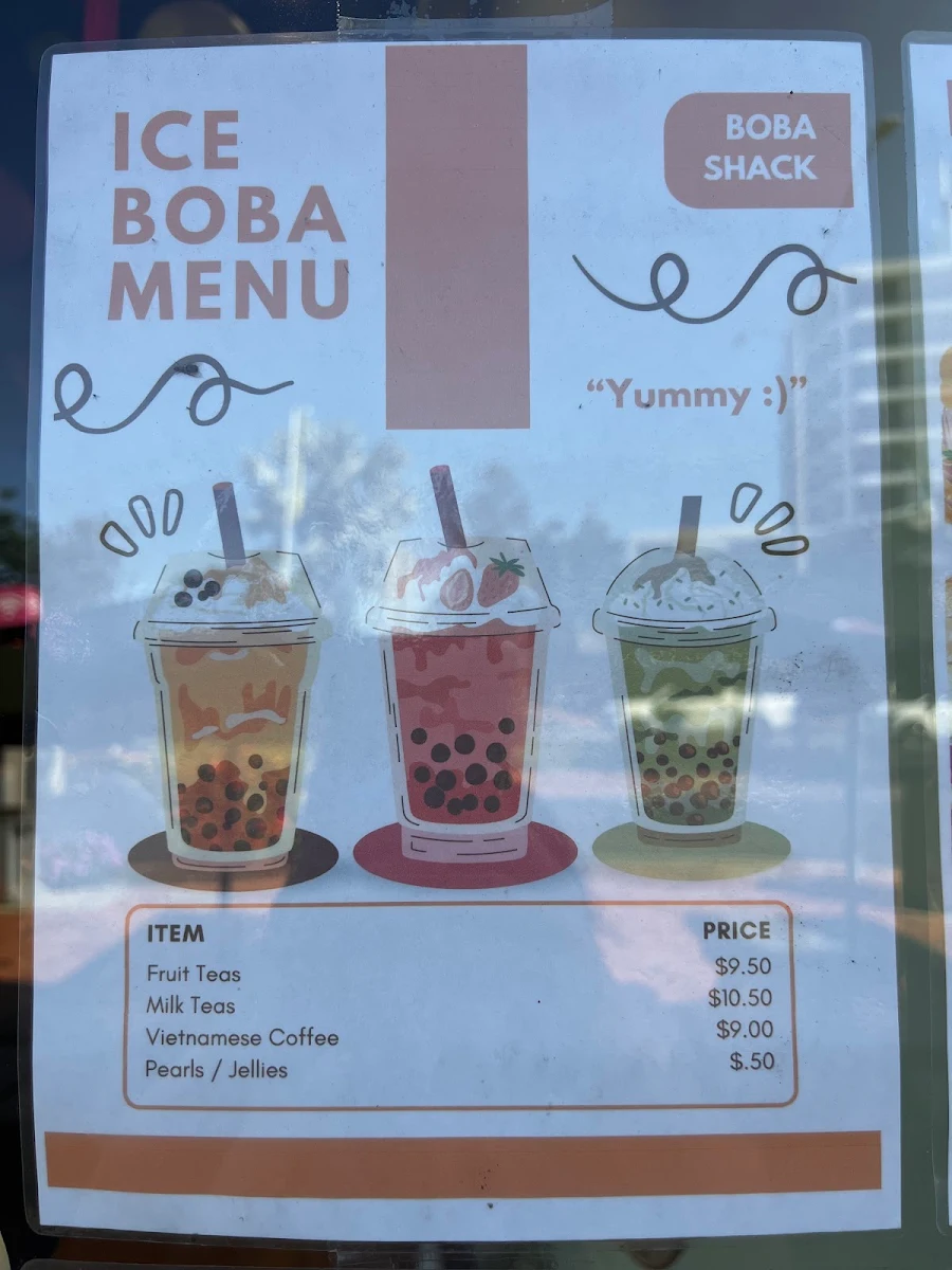 Menu, The Boba Shack